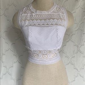 Bebe White Macy Lace Bandeau Top